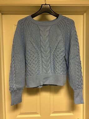 Banana Republic Cable Knit Crewneck Sweater - Light Blue